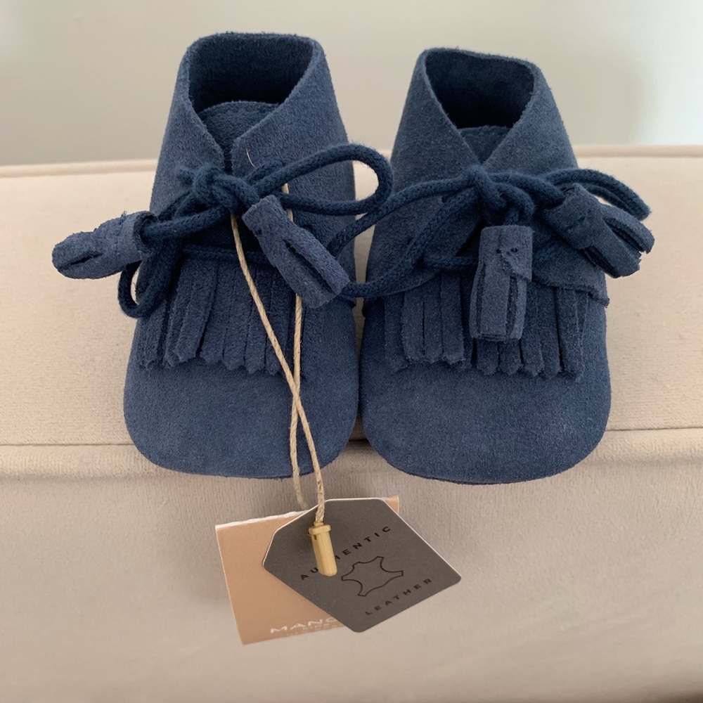 NWT Mango Baby Shoes Unisex .Navy Suede. (Baby Size US: 2.5 - EU:15/16)